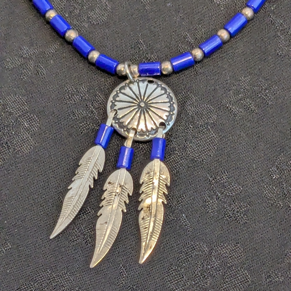 Native American Dreamcatcher Liquid Silver Sterling Silver Necklace